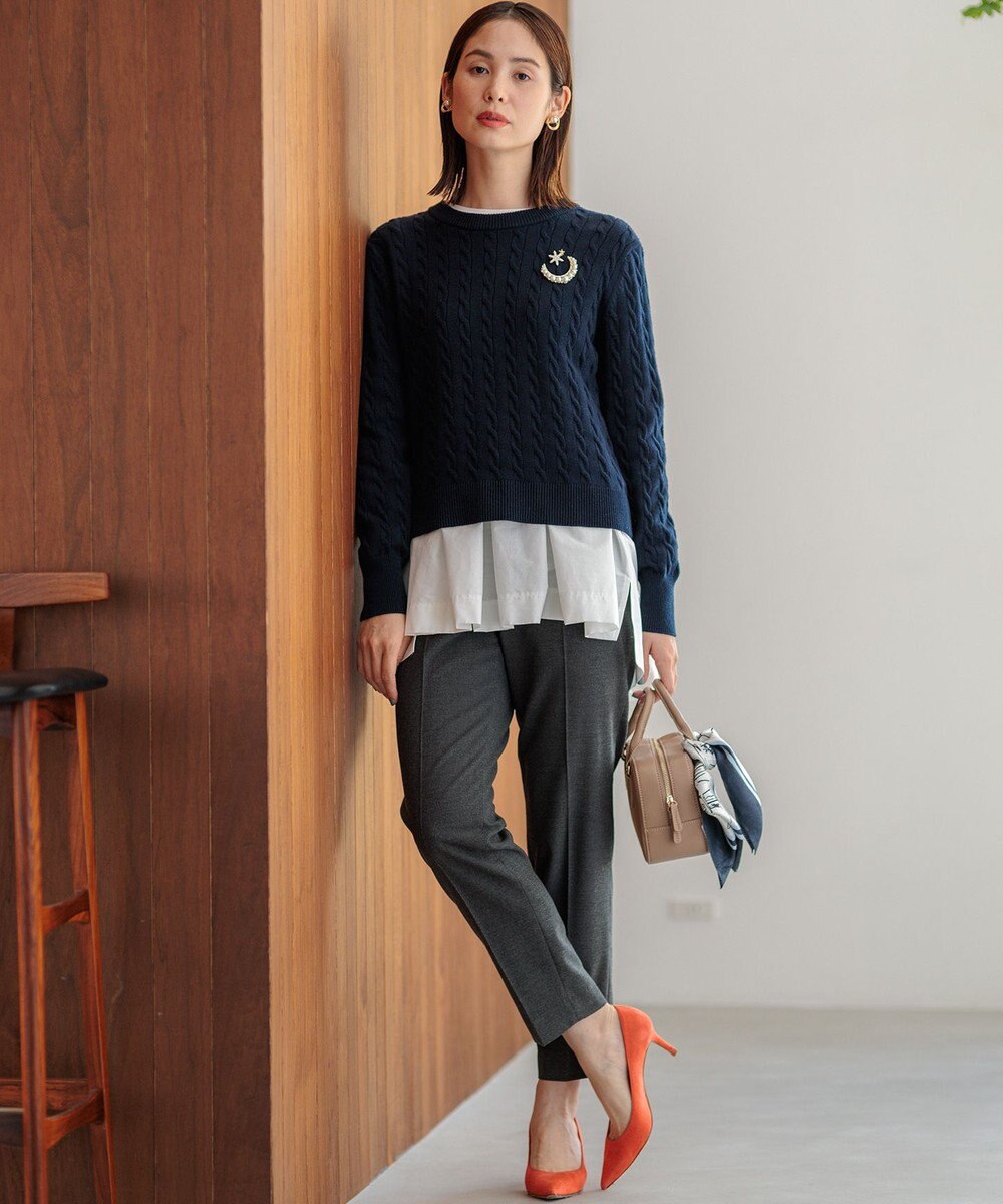 組曲 ストレッチ天竺ティアード ロングＴシャツ 