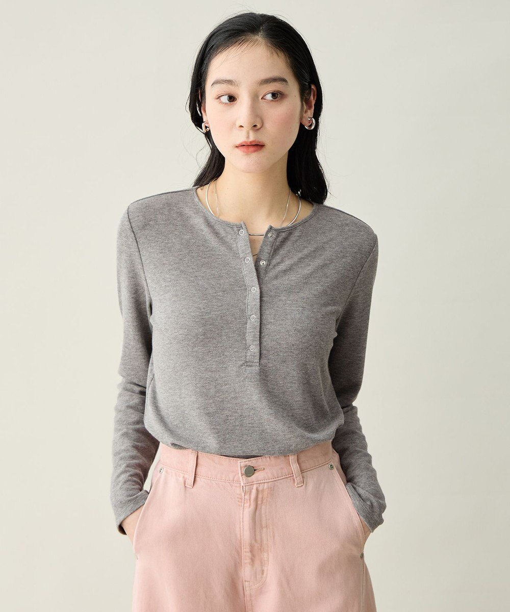 ANY クリアラメフライスヘンリーネックプルオーバー 