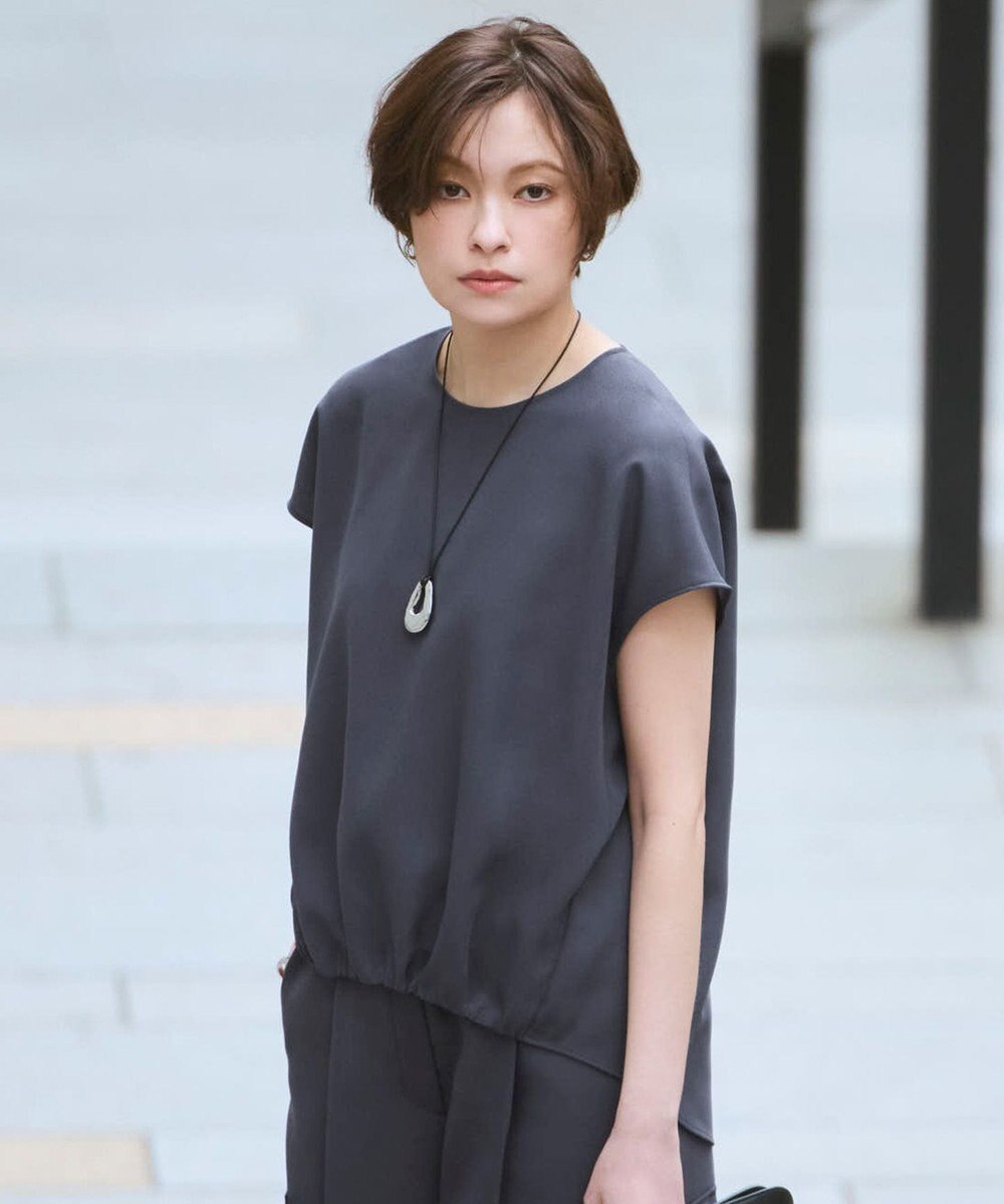 ICB L FluidBackSatin フレンチスリーブブラウス 