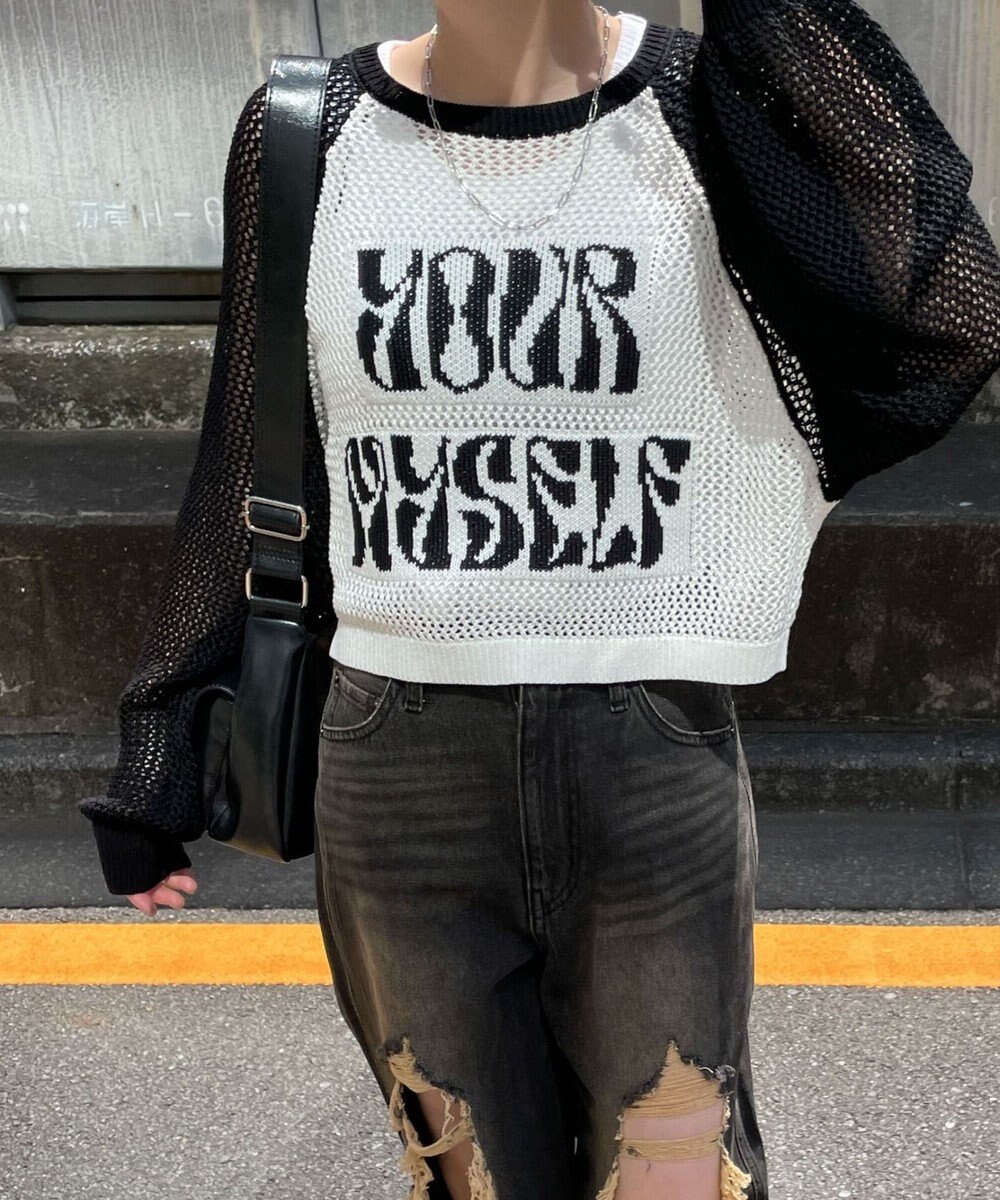 WEGO ラグランショートメッシュニット 