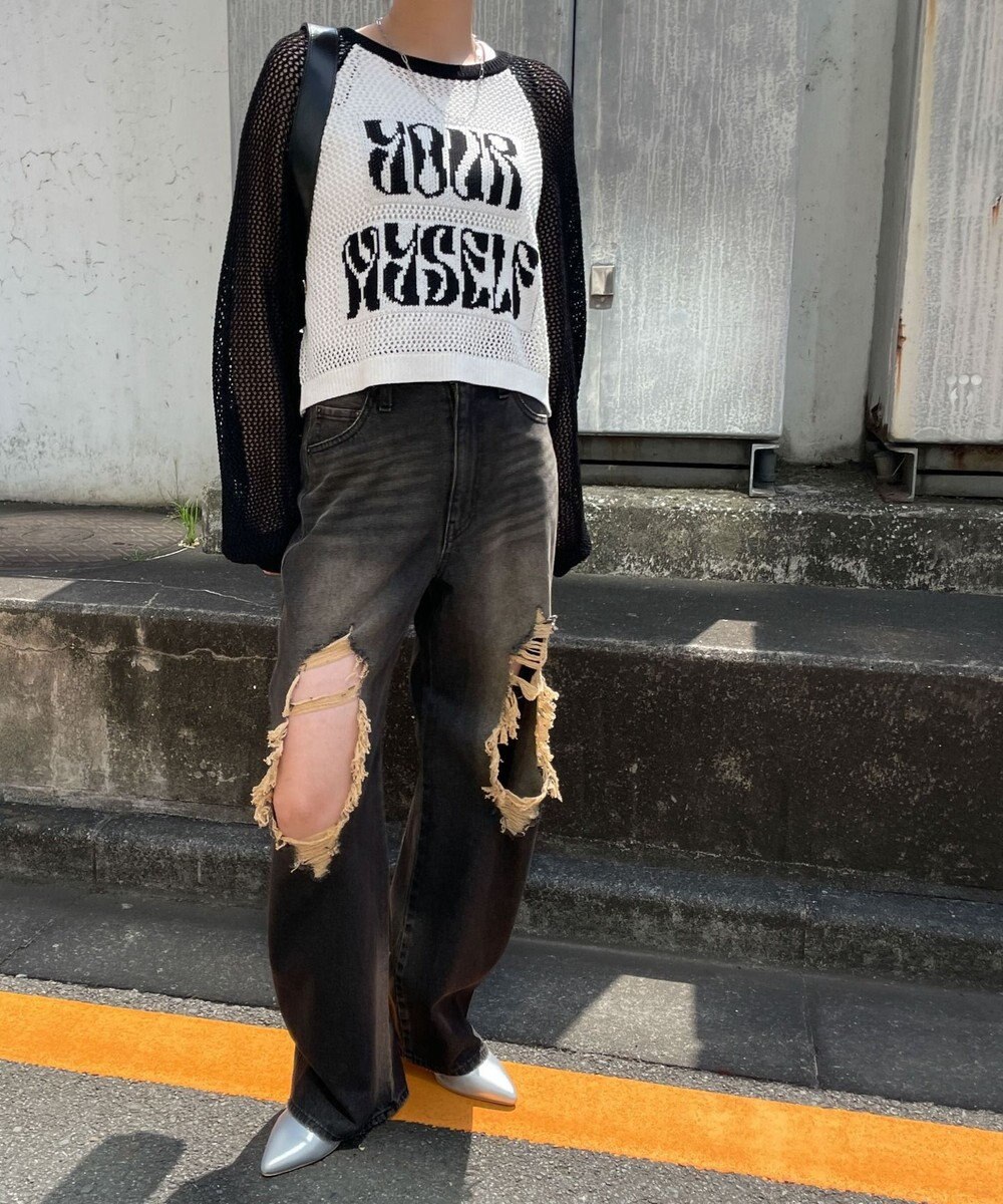 WEGO ラグランショートメッシュニット 