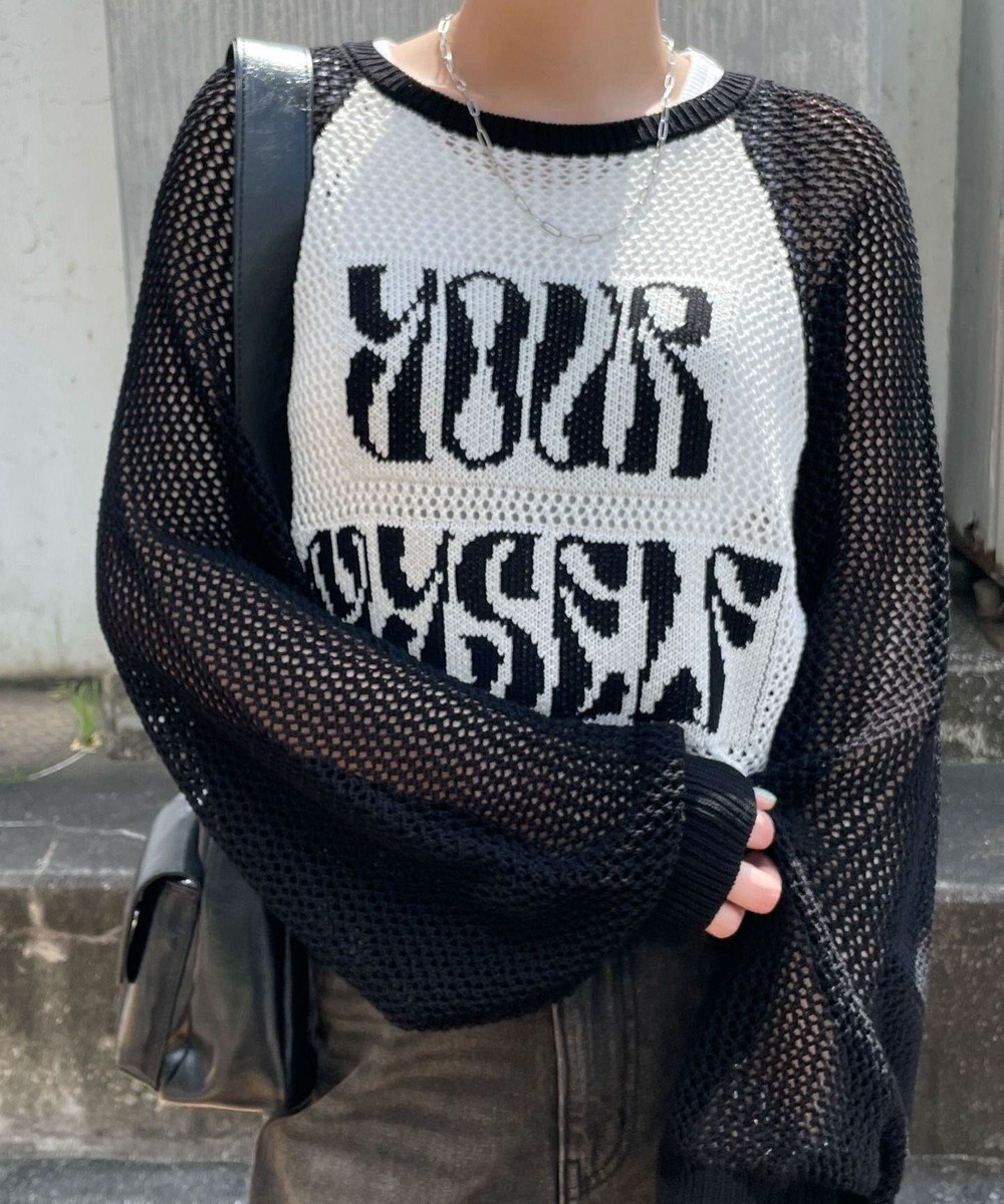 WEGO ラグランショートメッシュニット 