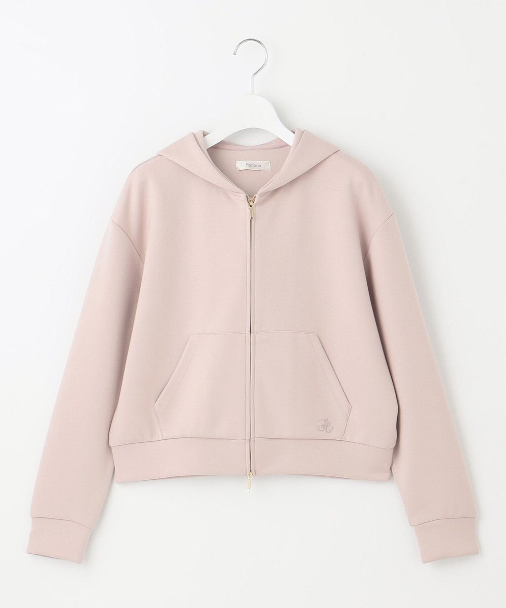 Feroux 【洗える】ダブルジップダンボールロゴ パーカー 