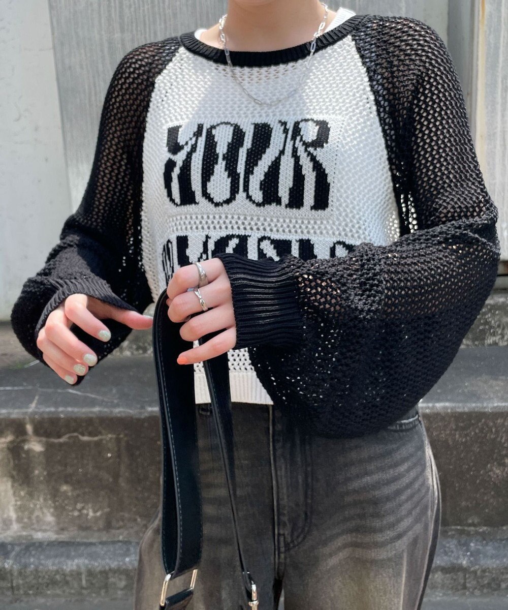 WEGO ラグランショートメッシュニット 