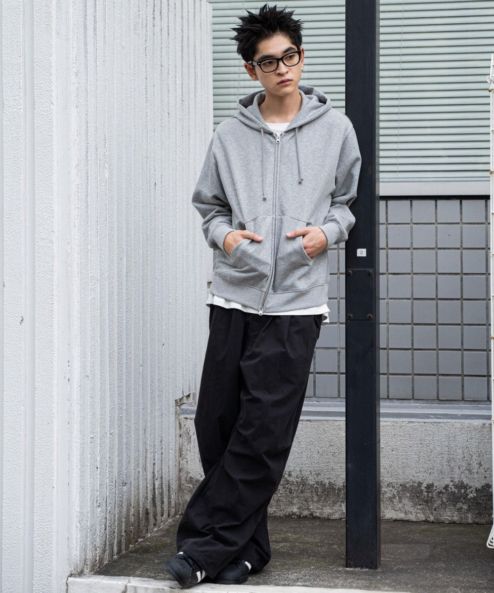 WEGO 【ユニセックス着用ITEM/裏起毛/SMLサイズ展開】リラックスフィットバックロゴジップパーカー 