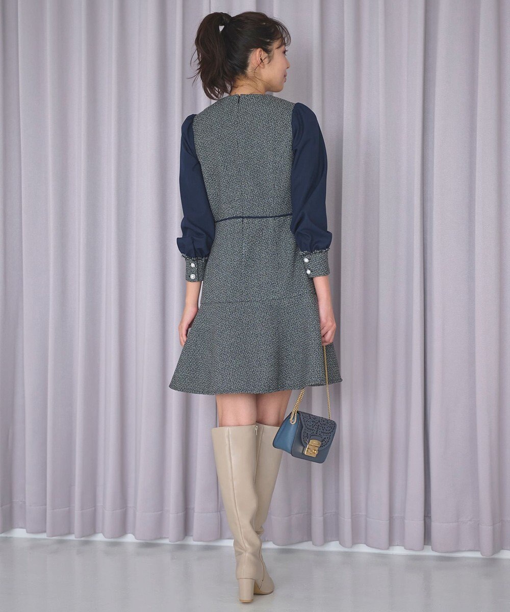 Feroux 【洗える】ツイードコンビミディ ワンピース 