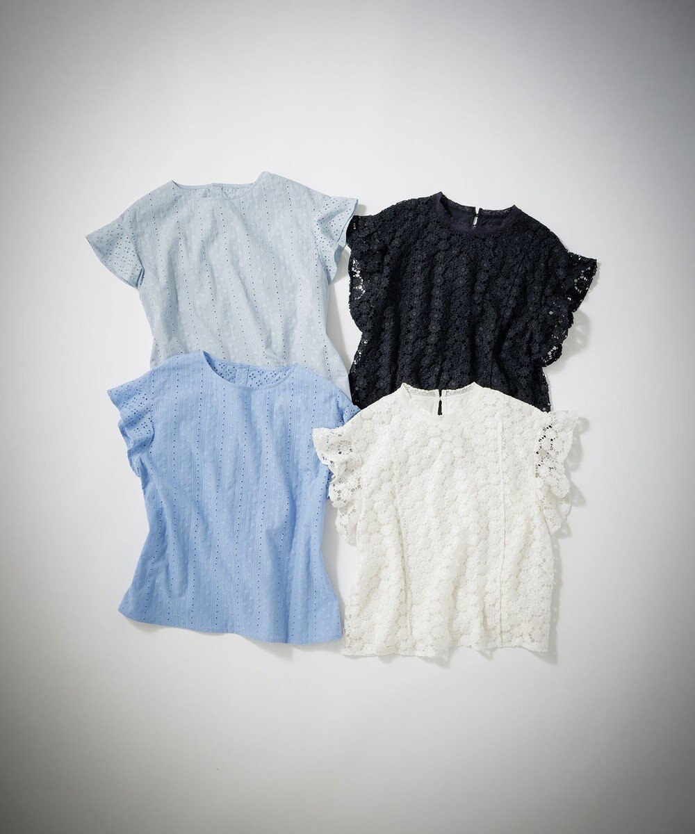 組曲 L エンブロイダリーレースフレンチスリーブ ブラウス 