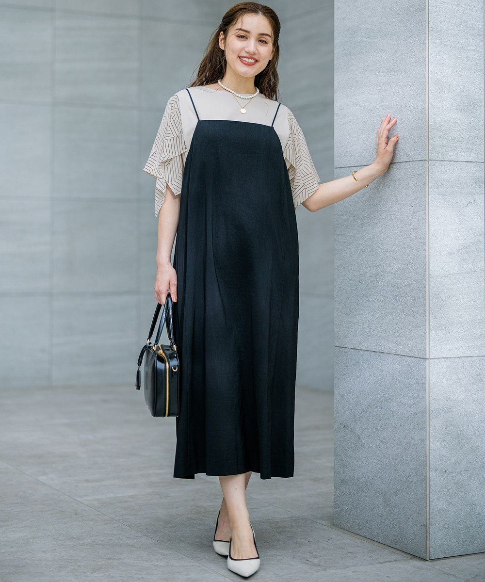 23区 L 【Lサイズ限定/洗える】スカーフプリントコンビ スリーブデザイン カットソー 