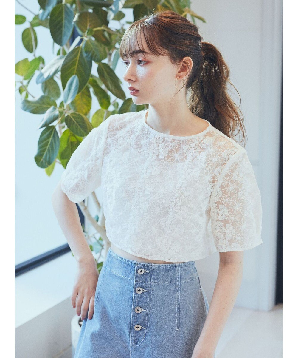 earth music&ecology ＳＥＴ２点　オーガンジー刺繍＋プリーツワンピース 