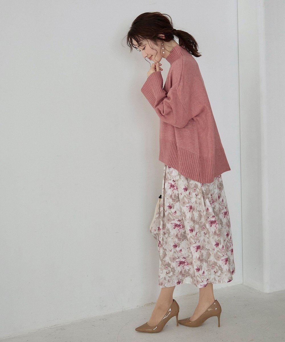 Tiaclasse 【洗える】モックネックポインテルニットトップス 