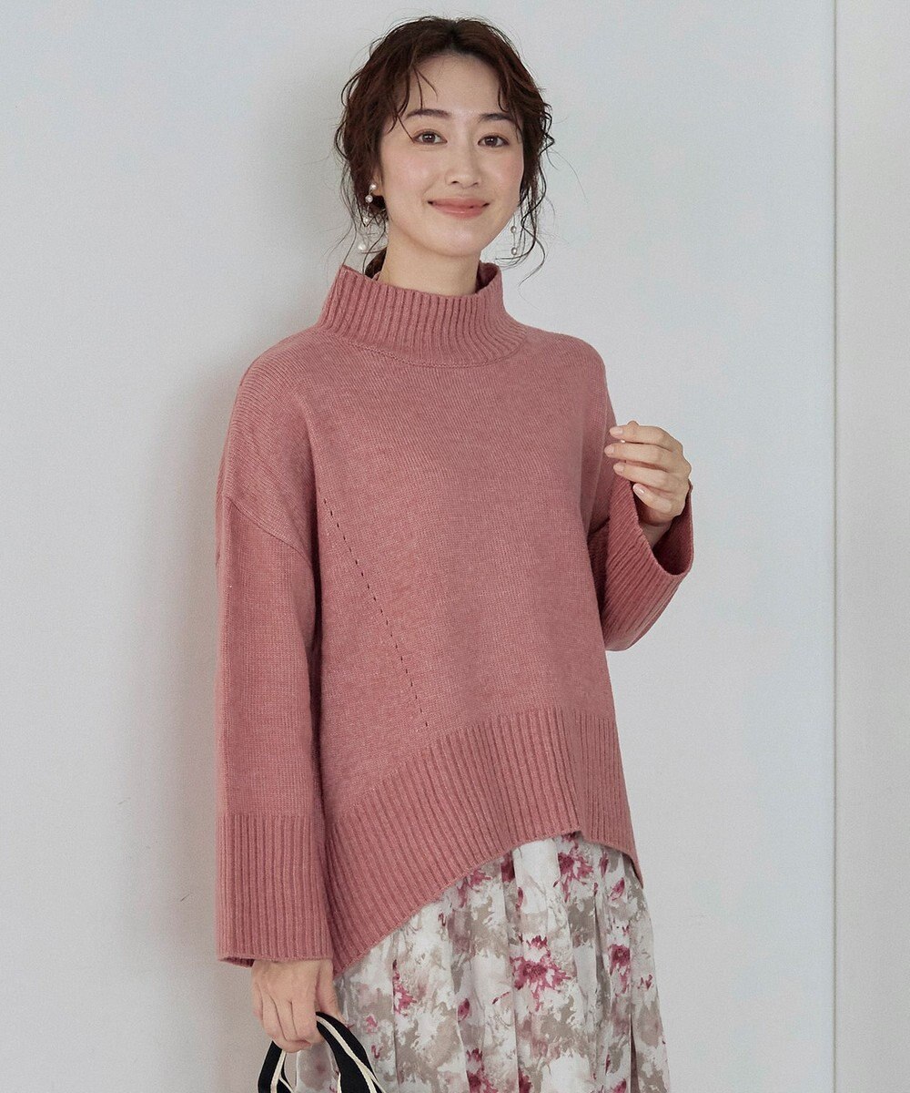 Tiaclasse 【洗える】モックネックポインテルニットトップス 