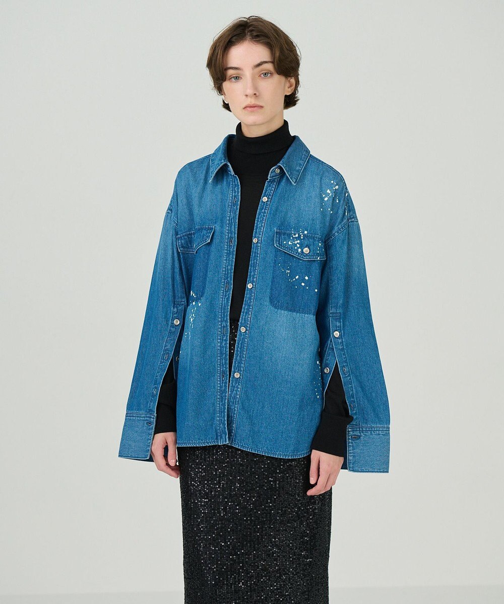 GRACE CONTINENTAL スリットスリーブデニムシャツ 