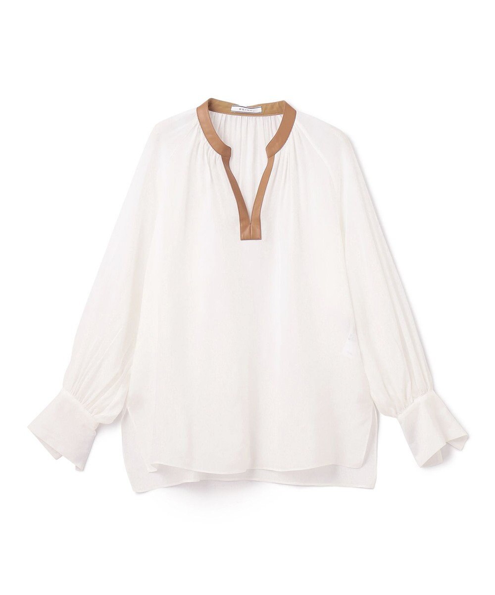 BEIGE， PAULINE / レザーコンビブラウス 