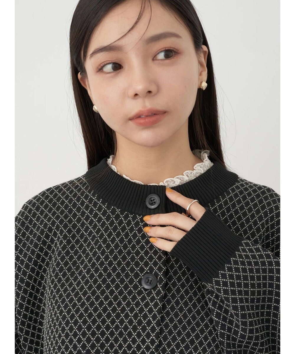 earth music&ecology ダイヤ柄ジャガードカーディガン 