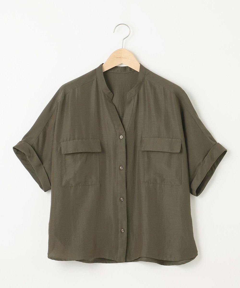 SHARE PARK LADIES 【洗える】ドルマンスリーブサテンシャツ 