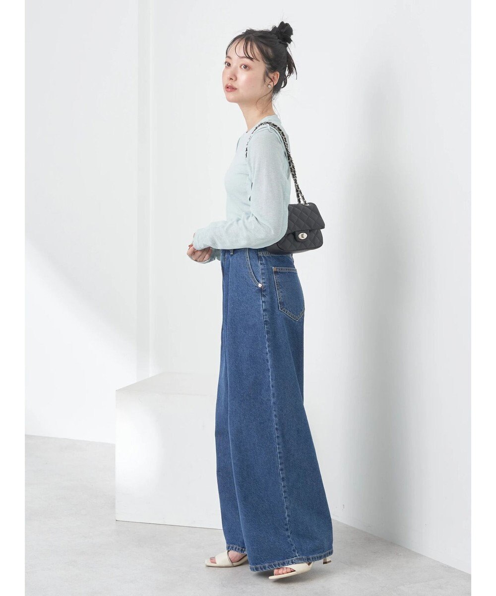 earth music&ecology タックワイドデニムパンツ 