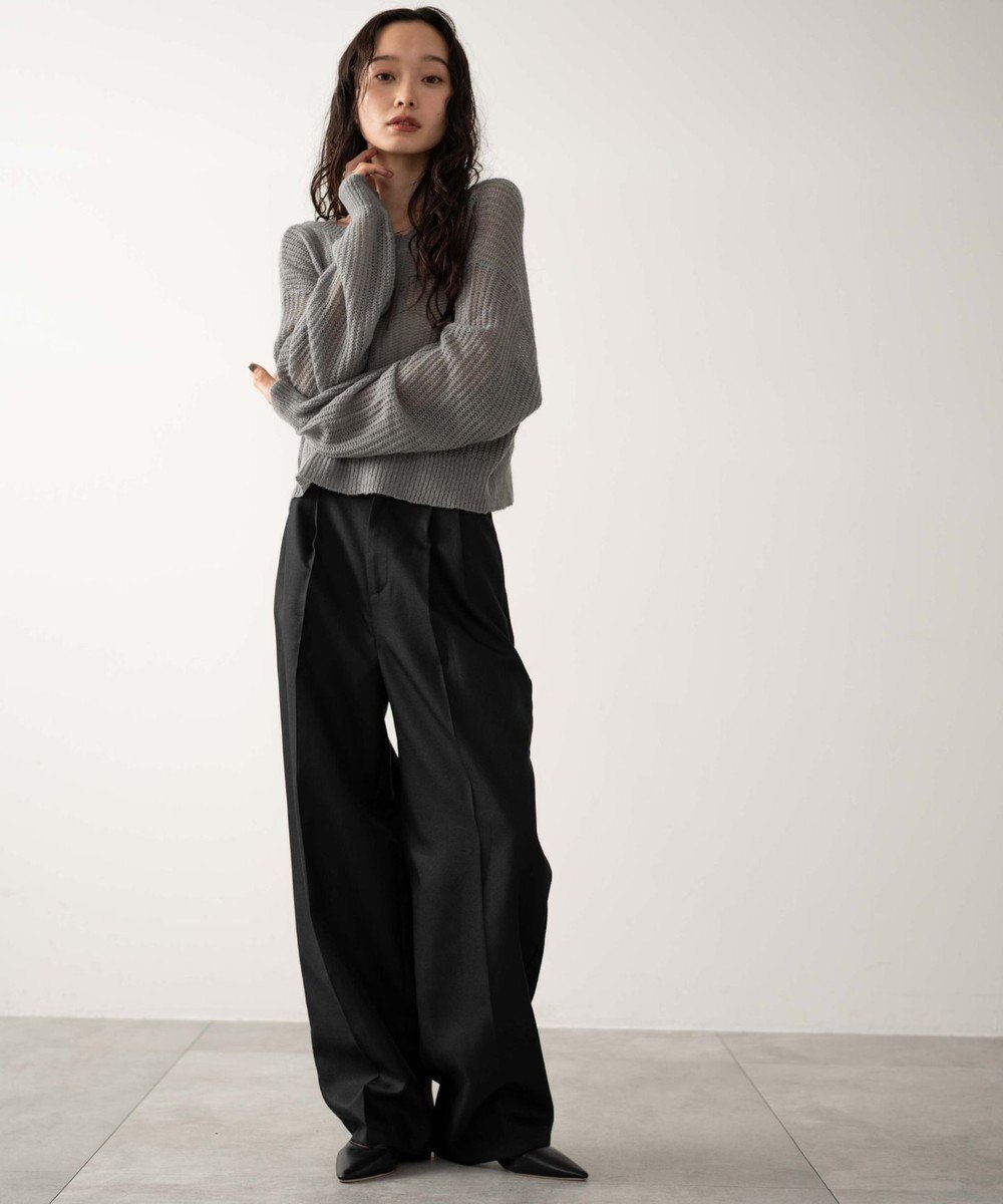 WEGO 【手洗い可】ハイウエストセンタープレスワイドパンツ 