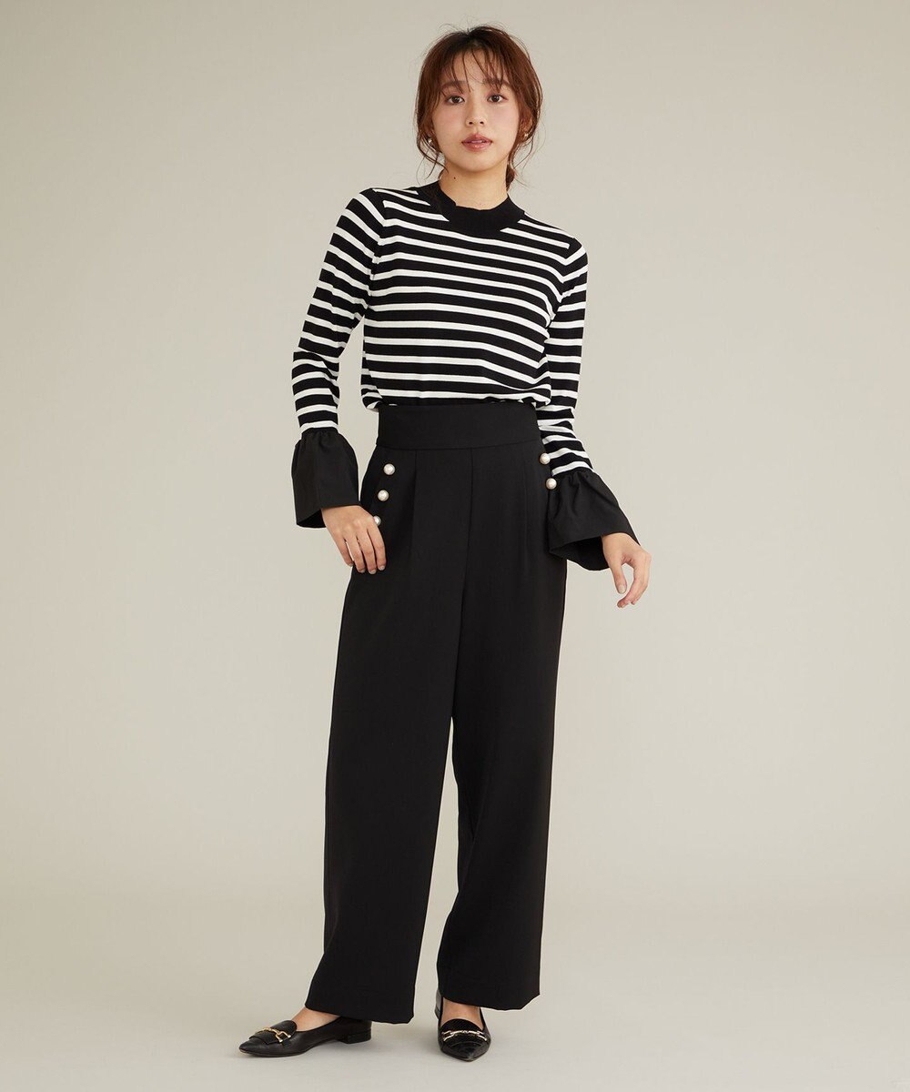 Feroux 【古畑星夏さん着用】パールポイントハイウエストセミワイド パンツ 