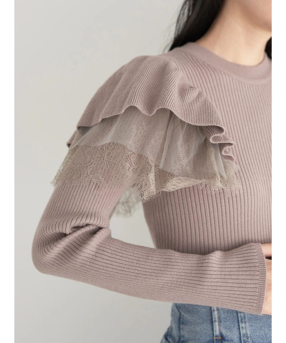 earth music&ecology ショルダーチュールレースプルオーバー 