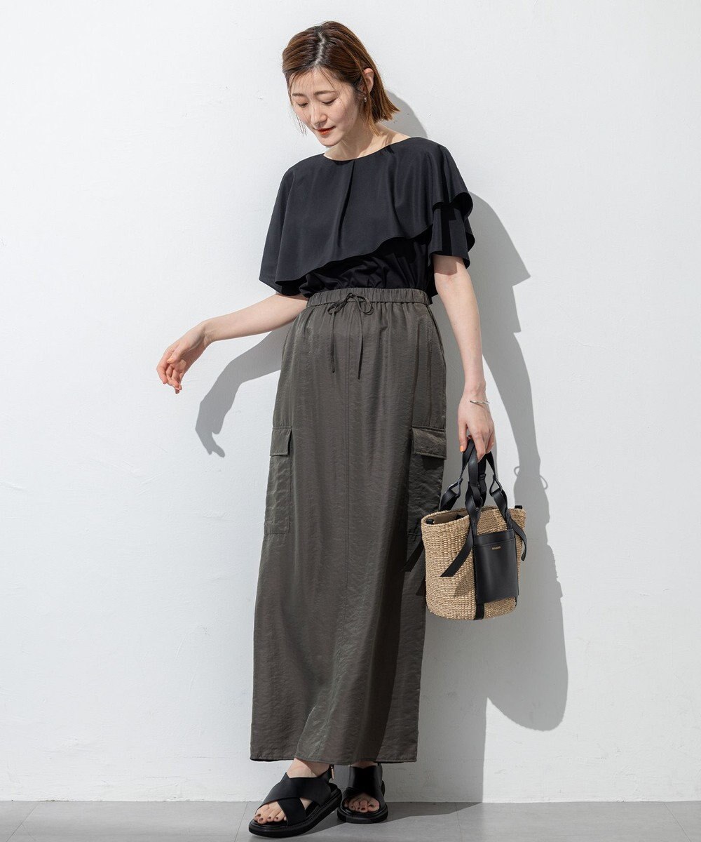 23区 S 【汗じみ防止/洗える】スムースデザイン ラッフルカラー カットソー 