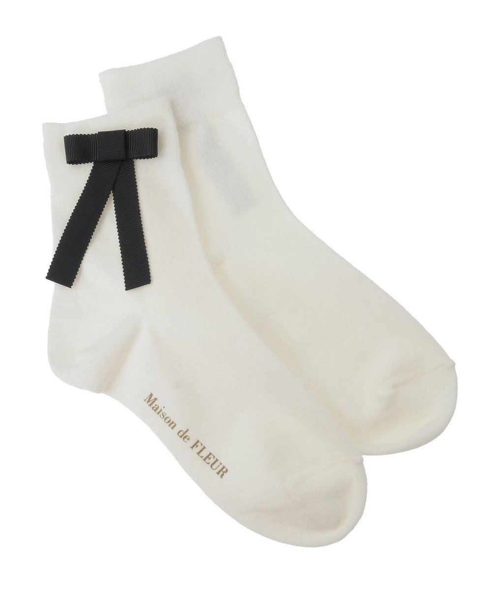 Maison de FLEUR グログランリボンソックス 