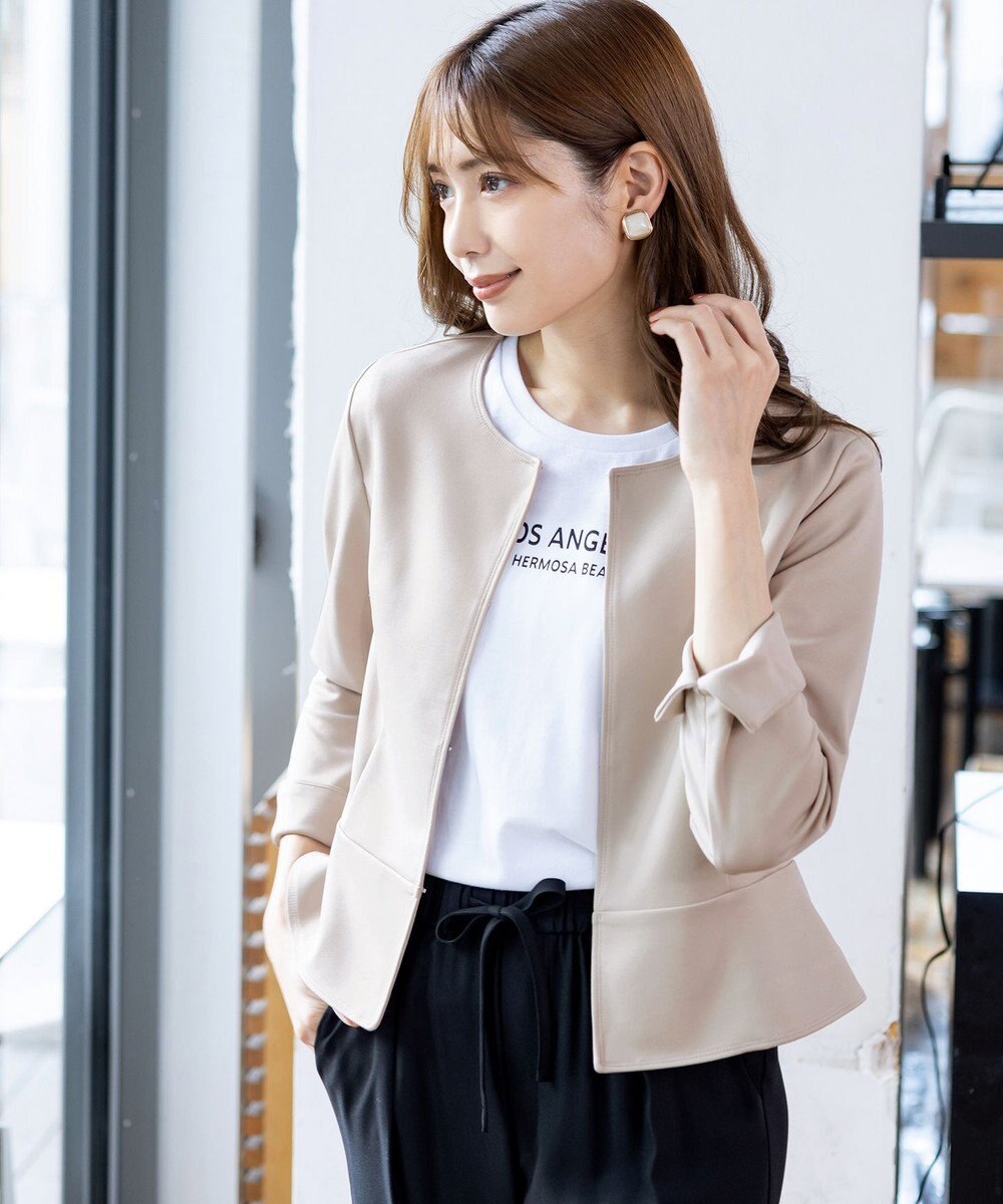 Tiaclasse 【新色追加・洗える】ノーカラーカットソージャケット 