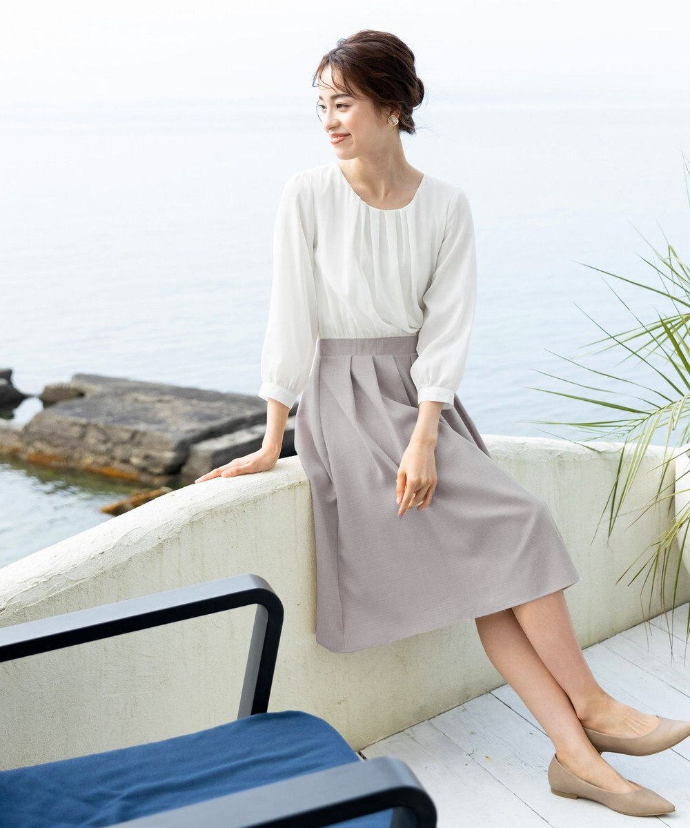 Tiaclasse 【洗える】ブラウスドッキングツイードワンピース 