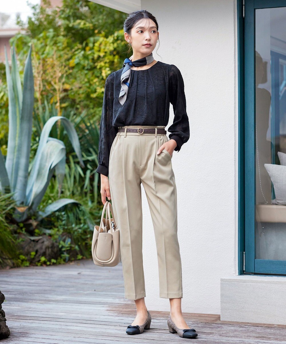 Tiaclasse 【小倉優子さん着用・洗える】カラーテーパードパンツ 