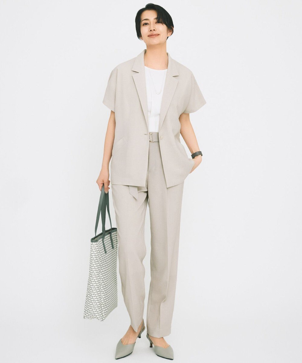 自由区 【カタログ掲載・セットアップ対応・接触冷感・UVカット・洗える】ライトリネンライクテーパード パンツ 