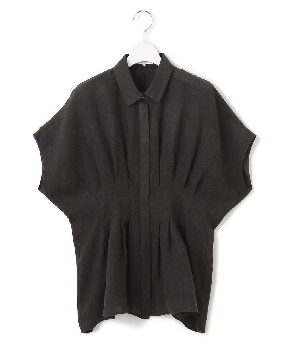 23区 L 【洗える】LIBECOリネン タック デザイン シャツ 