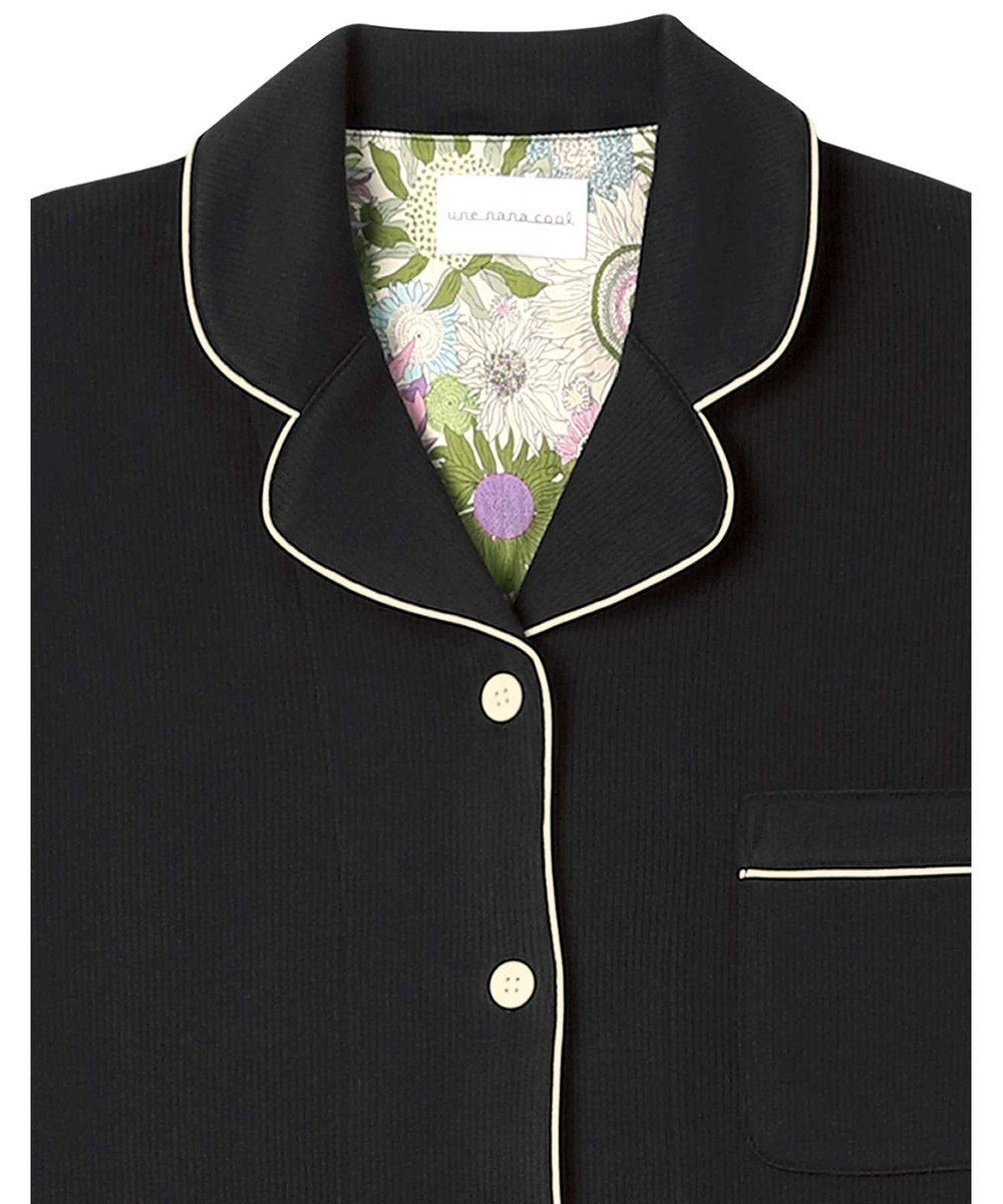 une nana cool 【綿混】ソフトコットンリブ 半袖開襟パジャマ MADE WITH LIBERTY FABRIC 