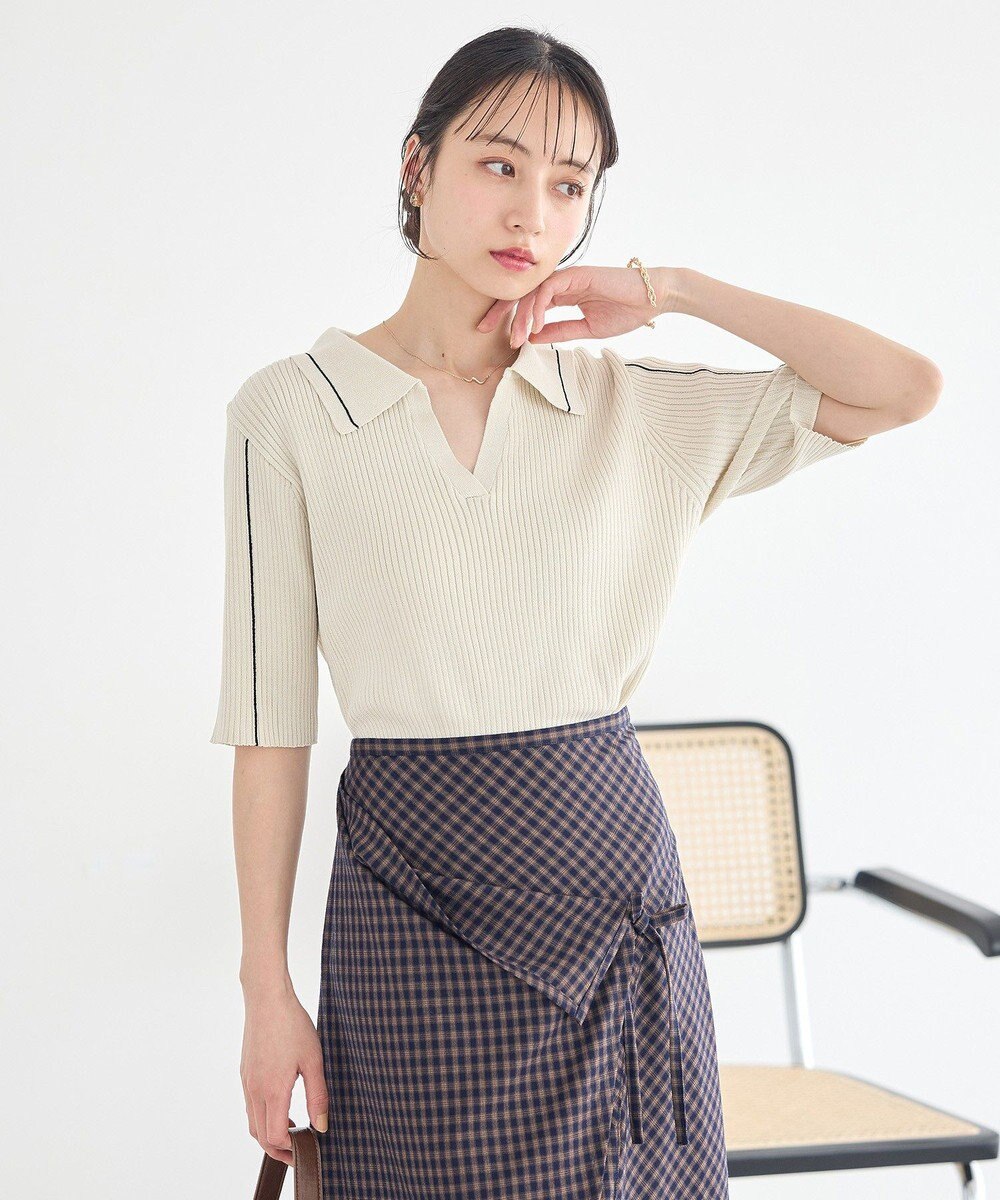 earth music&ecology ラインカラーポロニット 