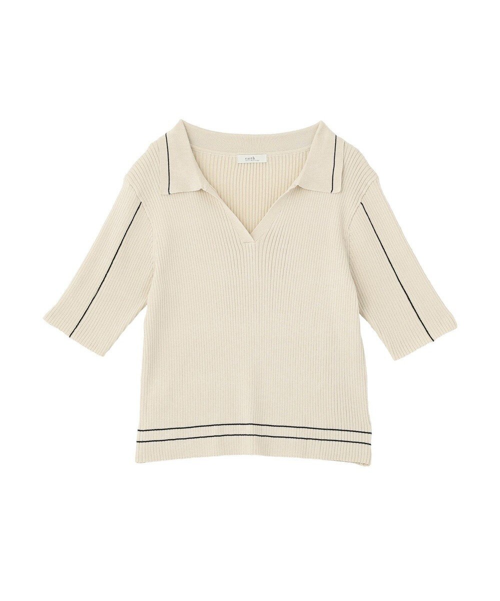 earth music&ecology ラインカラーポロニット 