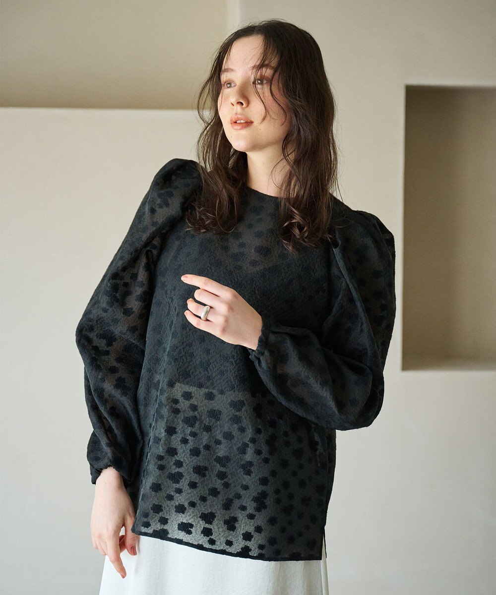 #Newans シアーパフスリーブブラウス 