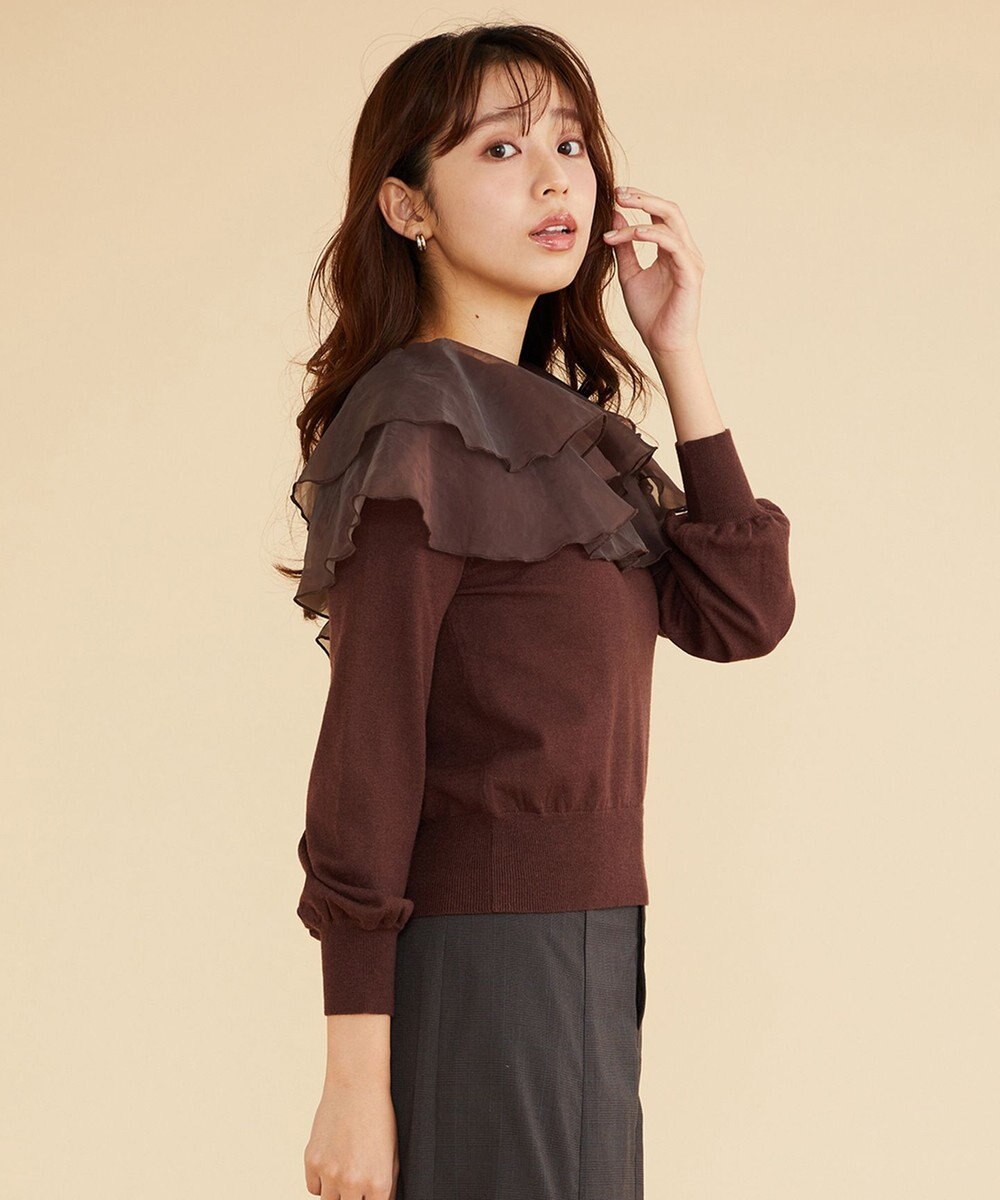 Feroux 【洗える】ラッフルコンビ ニット 