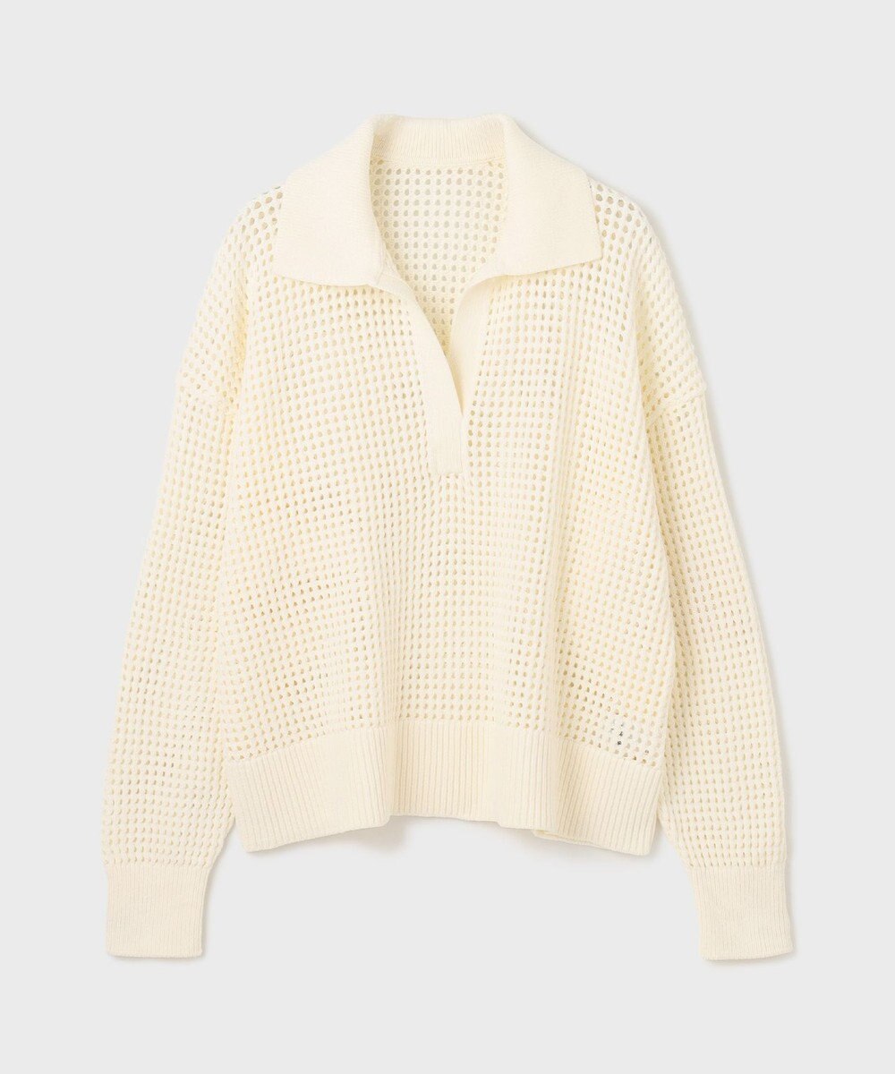 GRACE CONTINENTAL メッシュVネックニットトップ 