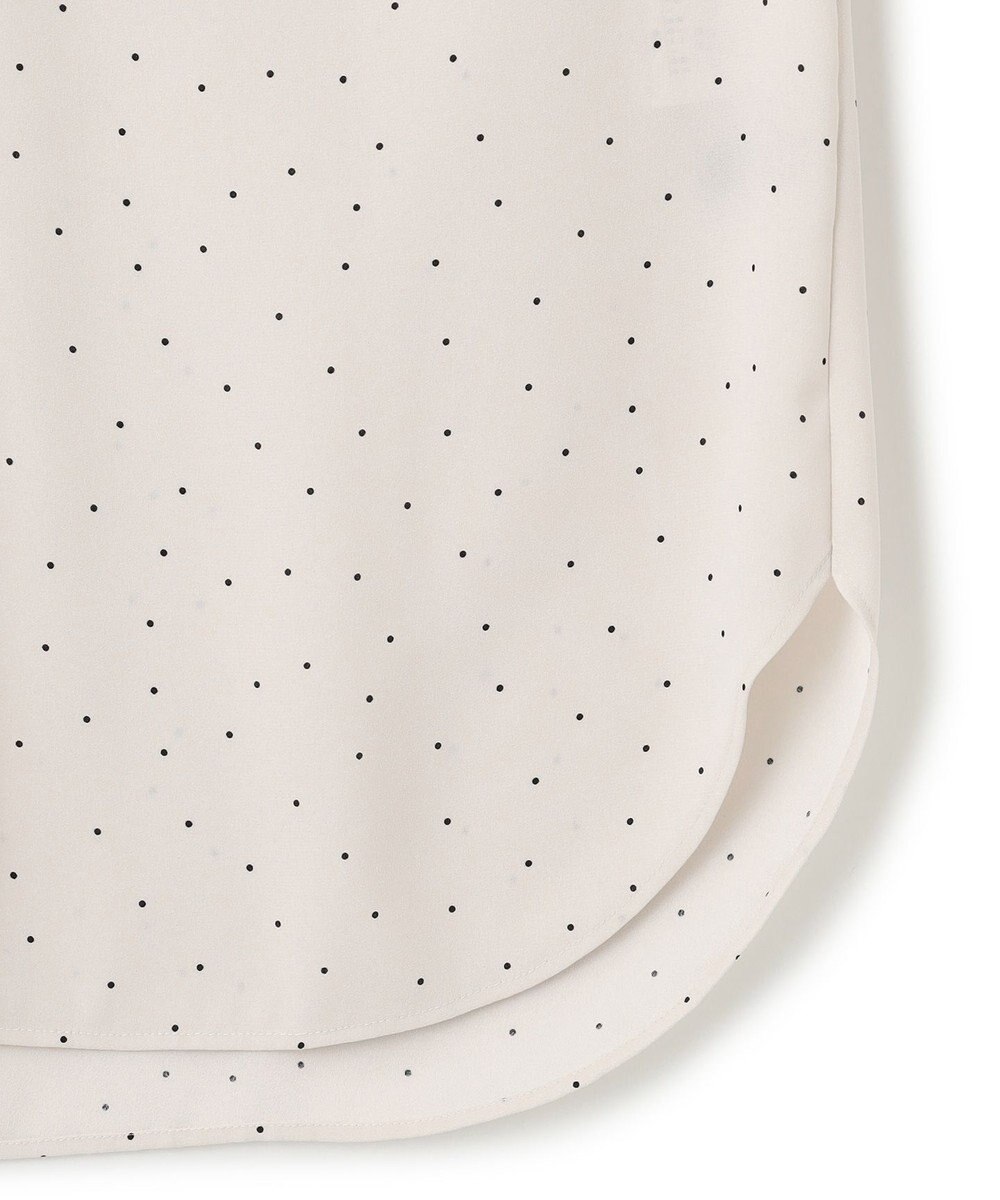 23区 L 【洗える】バックサテンアムンゼン ドットプリント リボン付き スキッパー ブラウス 