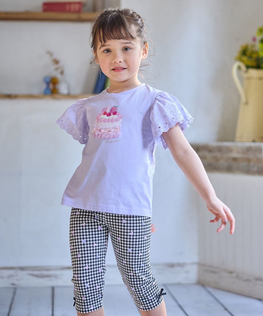 ANY KIDS 袖レース ケーキプリント Tシャツ 