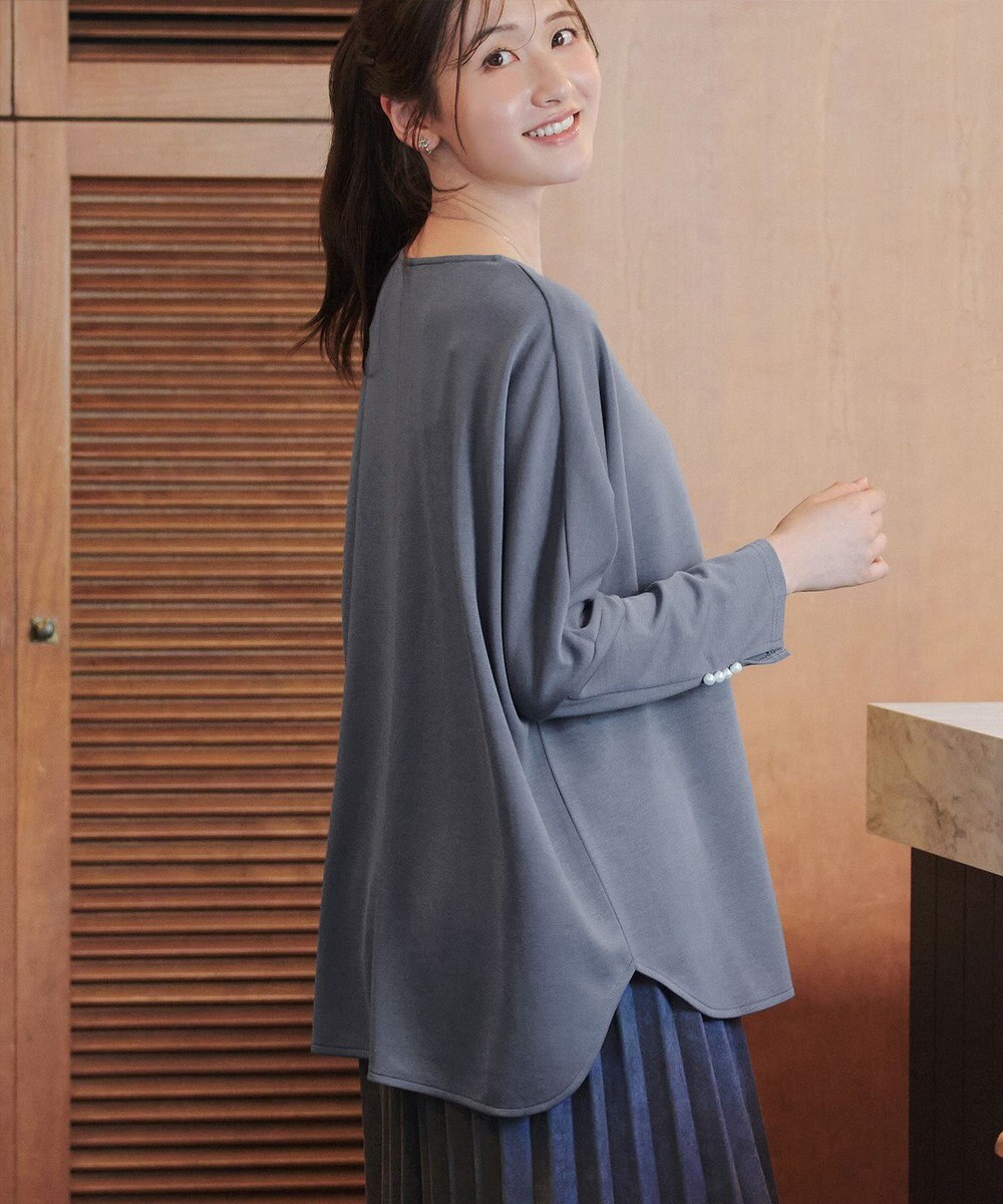 Tiaclasse L 【洗える】袖パールドルマントップス 