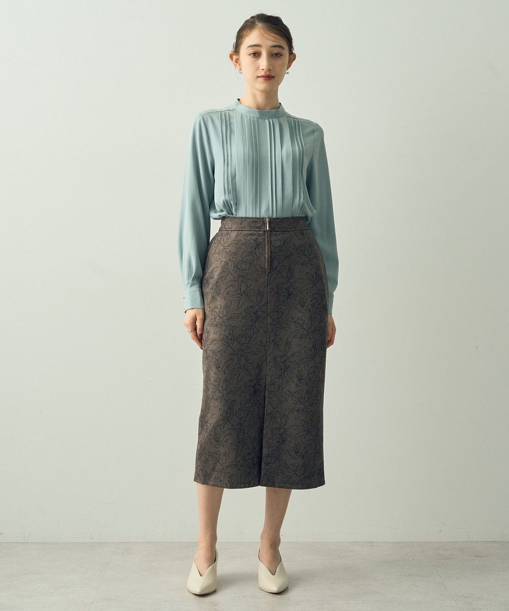 YECCA VECCA フラワー柄フェイクスエードスカート 