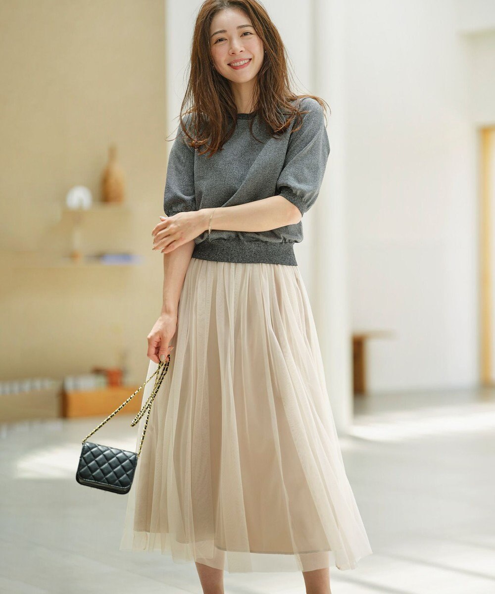 組曲 L 【WEB限定・2SET】シャイニーラメニット×チュールスカート 