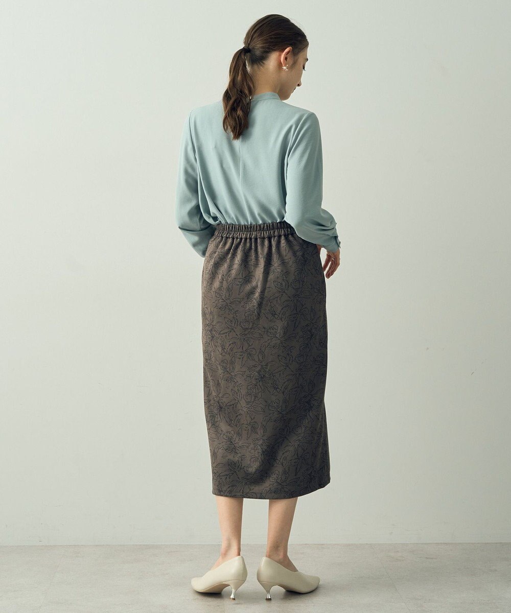 YECCA VECCA フラワー柄フェイクスエードスカート 