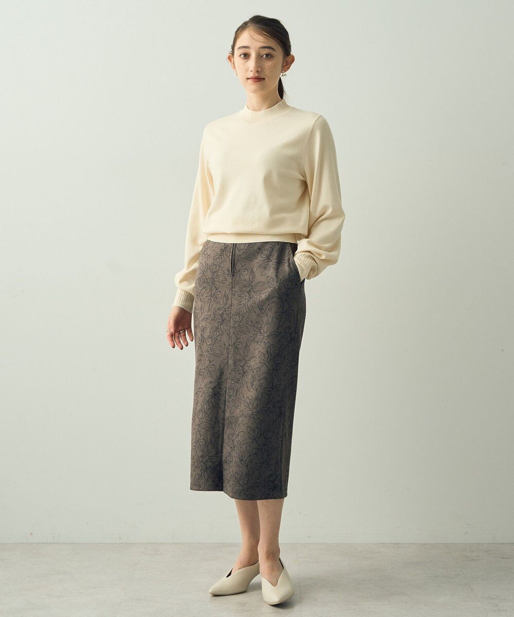 YECCA VECCA フラワー柄フェイクスエードスカート 