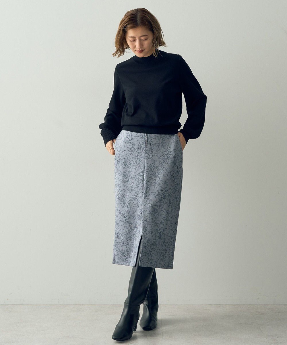 YECCA VECCA フラワー柄フェイクスエードスカート 