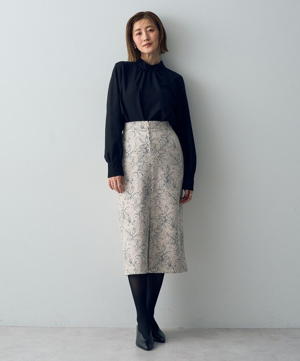 YECCA VECCA フラワー柄フェイクスエードスカート 