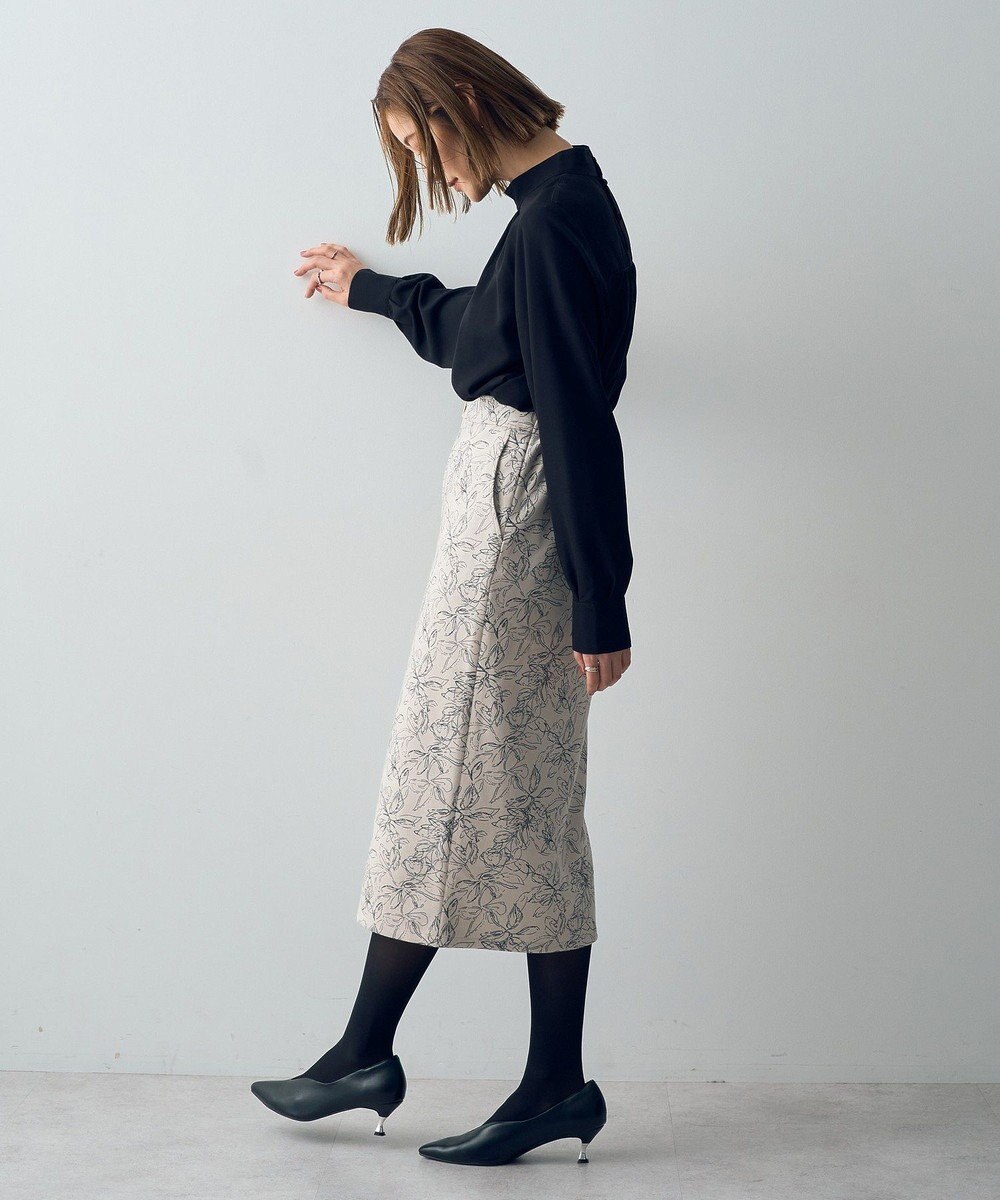 YECCA VECCA フラワー柄フェイクスエードスカート 