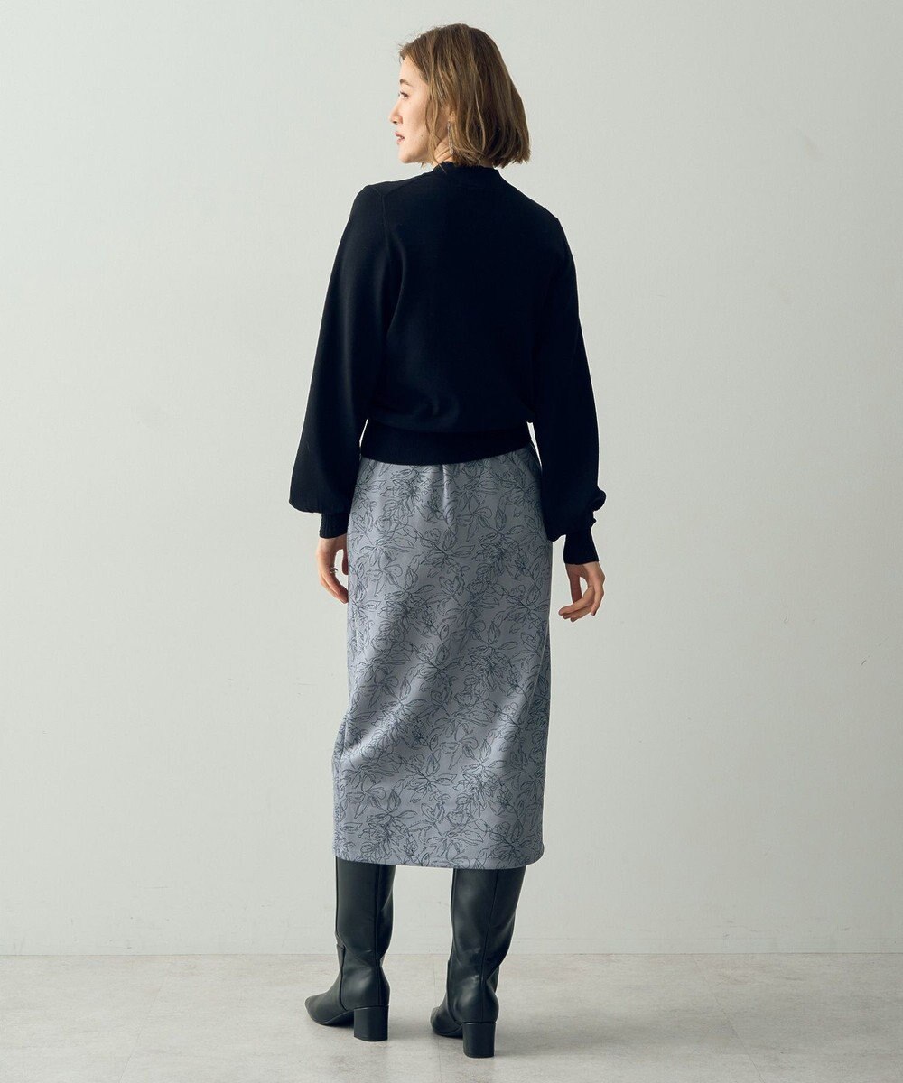 YECCA VECCA フラワー柄フェイクスエードスカート 