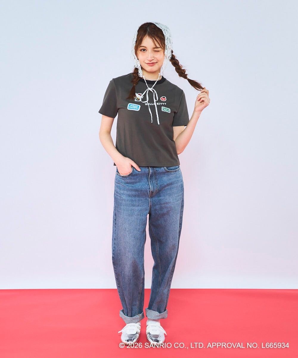 OP／FILA 【Ocean Pacific×ハローキティ】ワッペンリンガーチビTシャツ 