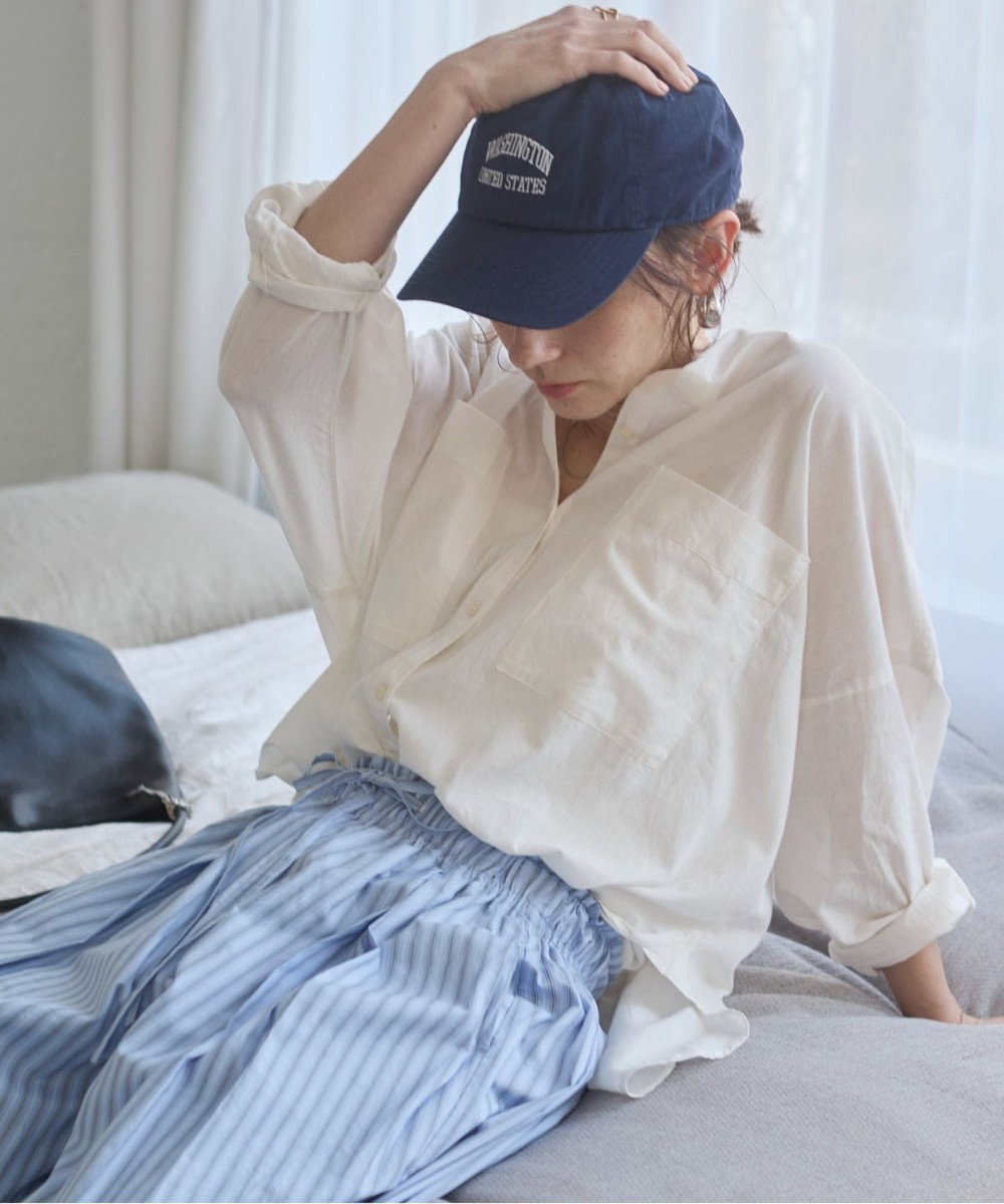 WEGO 着丈が選べる オーバーサイズ バンドカラー シャツ / ストライプ / 無地 