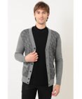 DAKS メリノウールロゴ編みVネックカーディガン